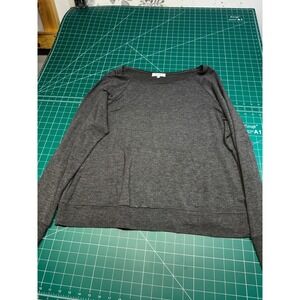 Grace & Lace Womens Charcoal Gray Heather Raglan Long Sleeve Pocket Top Large